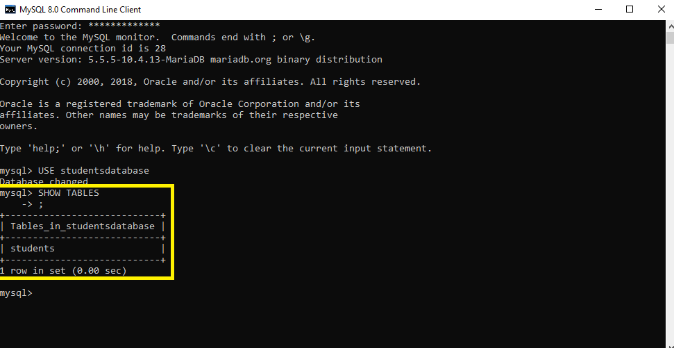 create tables using Python MySQL