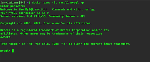 $ docker exec -it mysql1 mysql -uroot -p