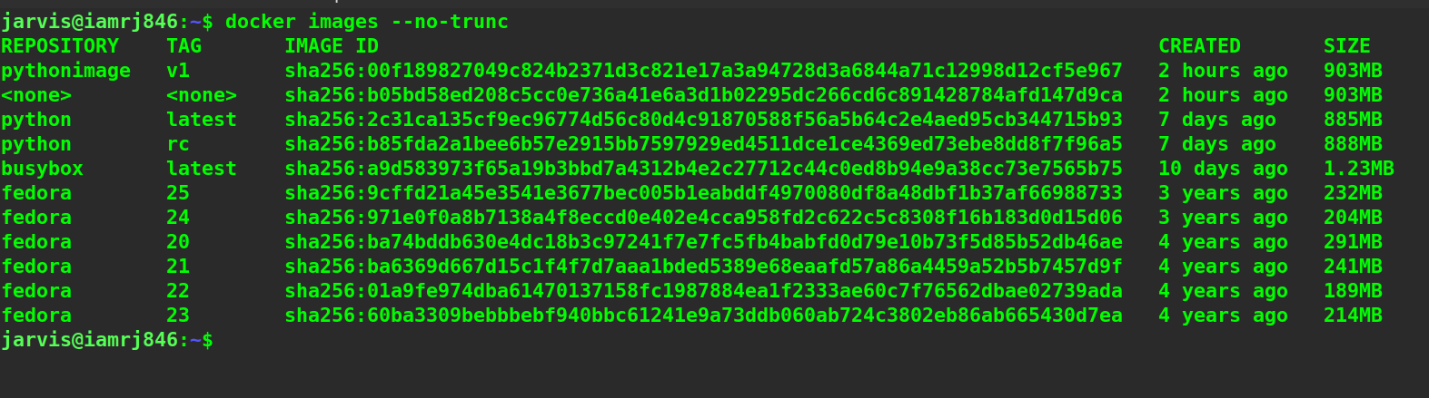 docker images --no-trunc