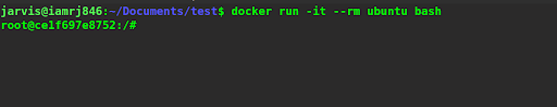$ docker run -it --rm ubuntu bash