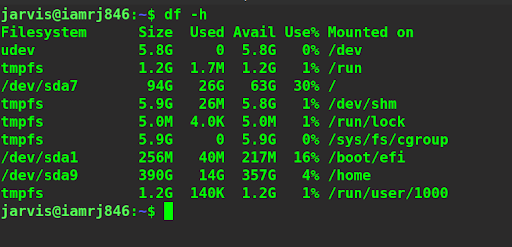 $ df -h