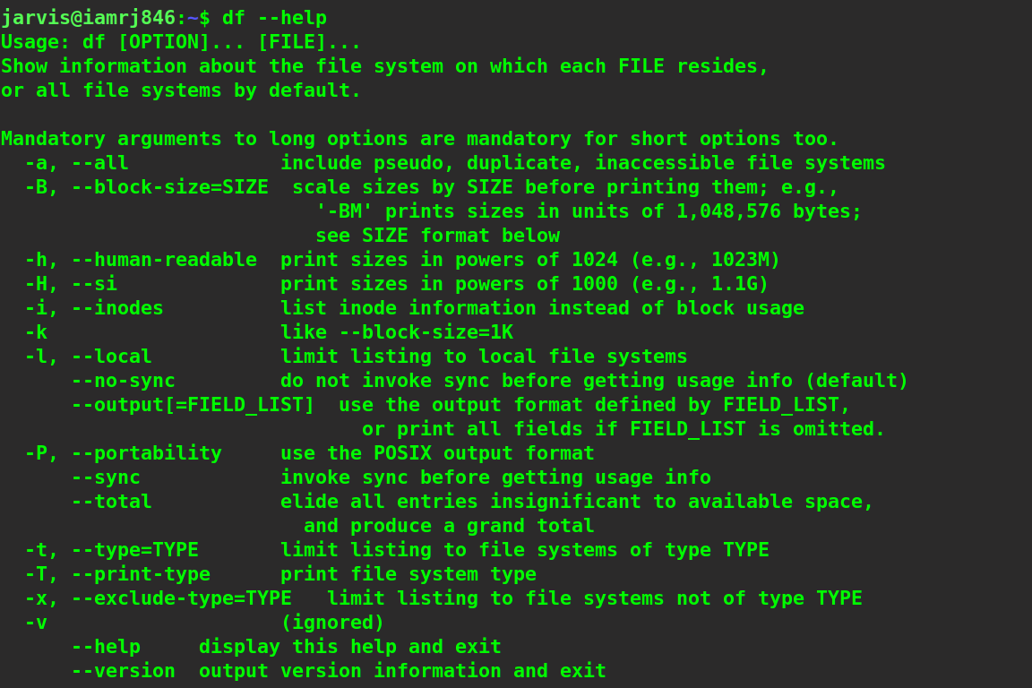  $ df --help
