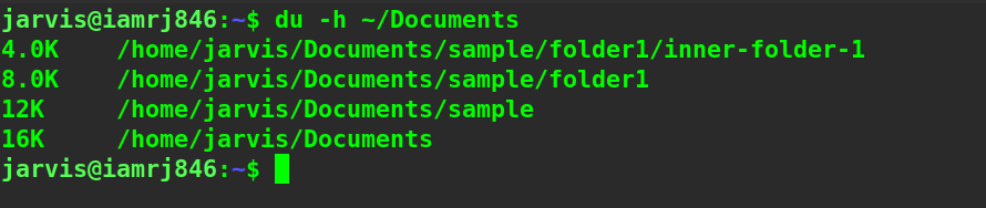  $ du -ah ~/Documents