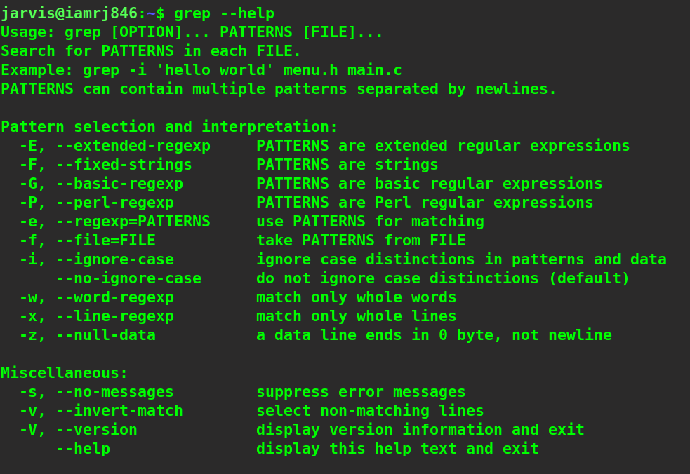  $ grep --help