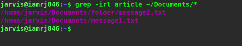  $ grep -irl article ~/Documents/*