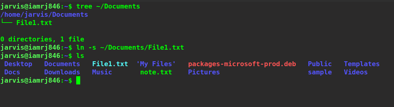  $ ln -s ~/Documents/File1.txt