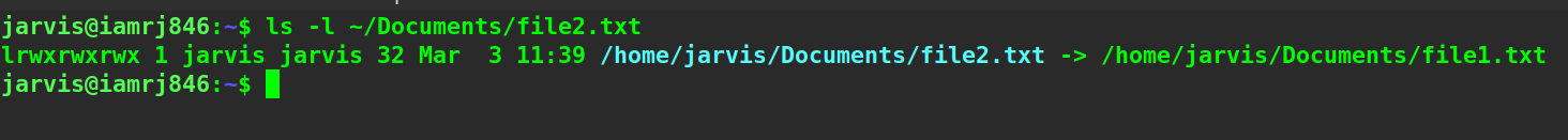 $ ls -l ~/Documents/file2.txt