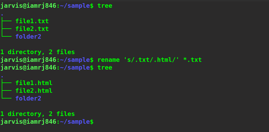  $ rename 's/.txt/.html/' *.txt