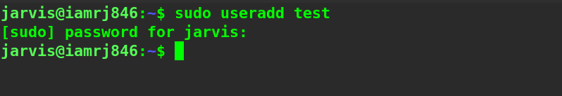  $ sudo useradd test