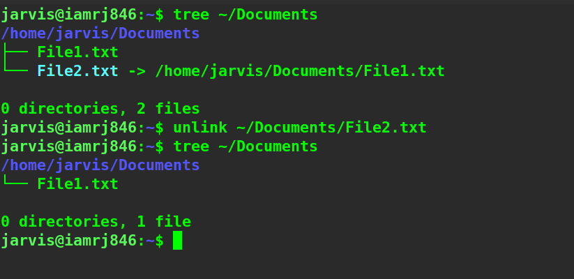  $ unlink ~/Documents/File2.txt
