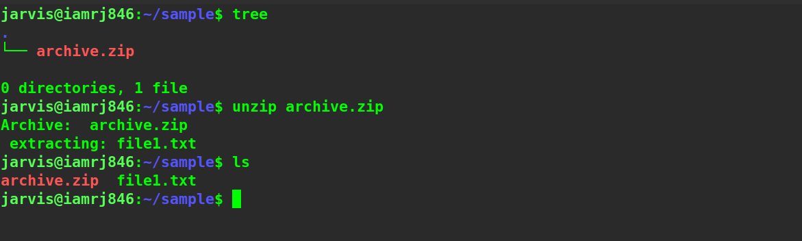 $ unzip archive.zip