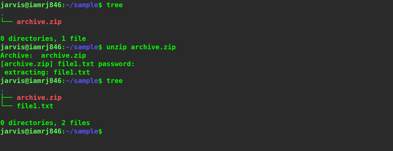 $ unzip archive.zip