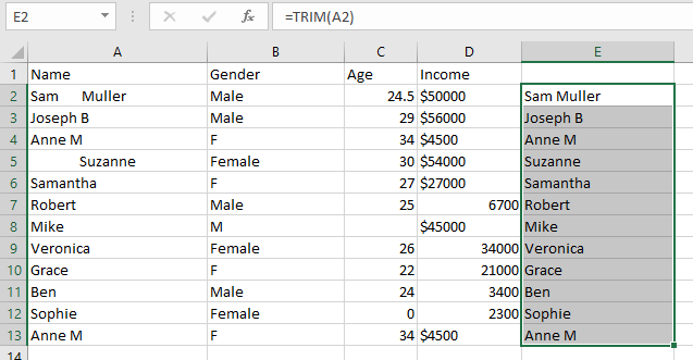 trim() function