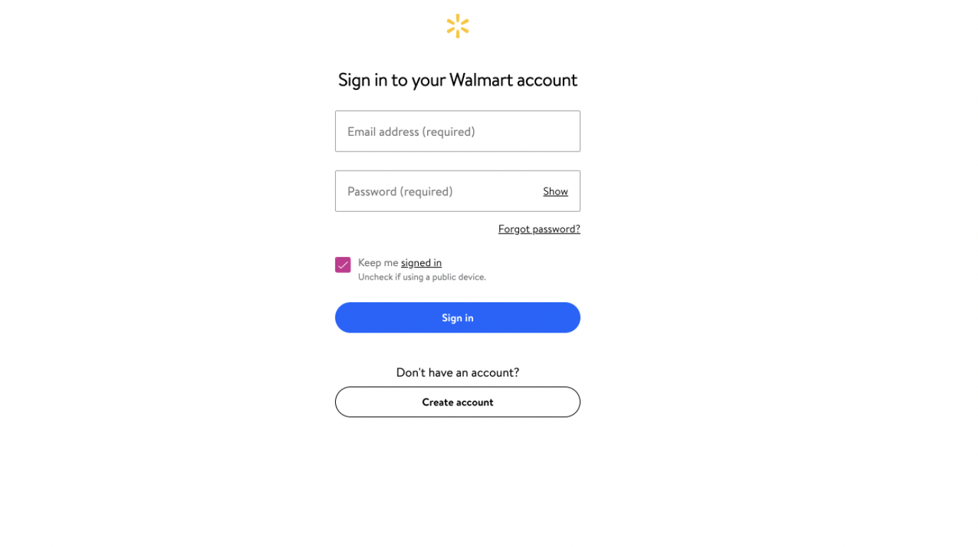 Login page