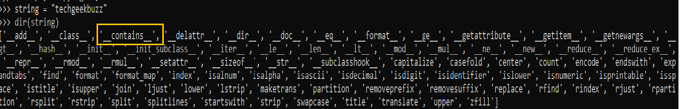 python contains method