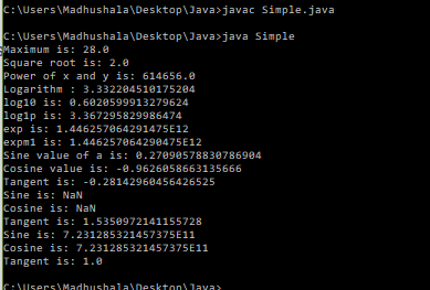 java math output