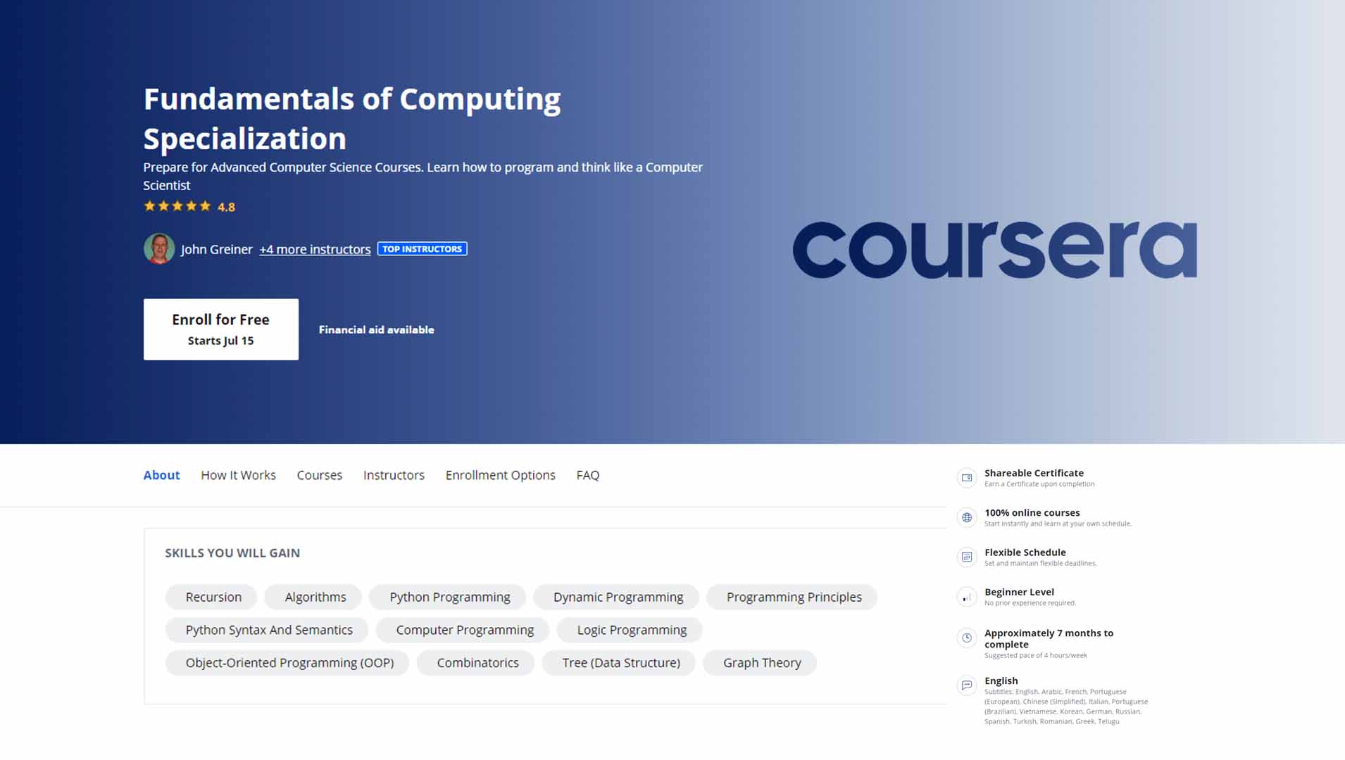 Fundamentals of Computing Specialization