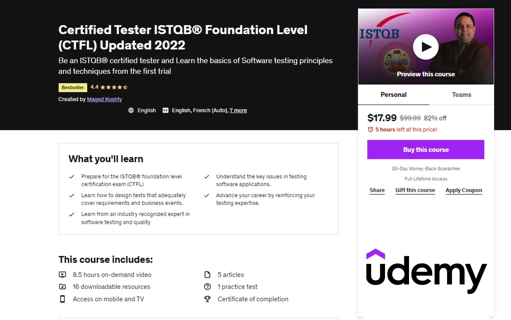 Certified Tester ISTQB Foundation Level (CTFL)
