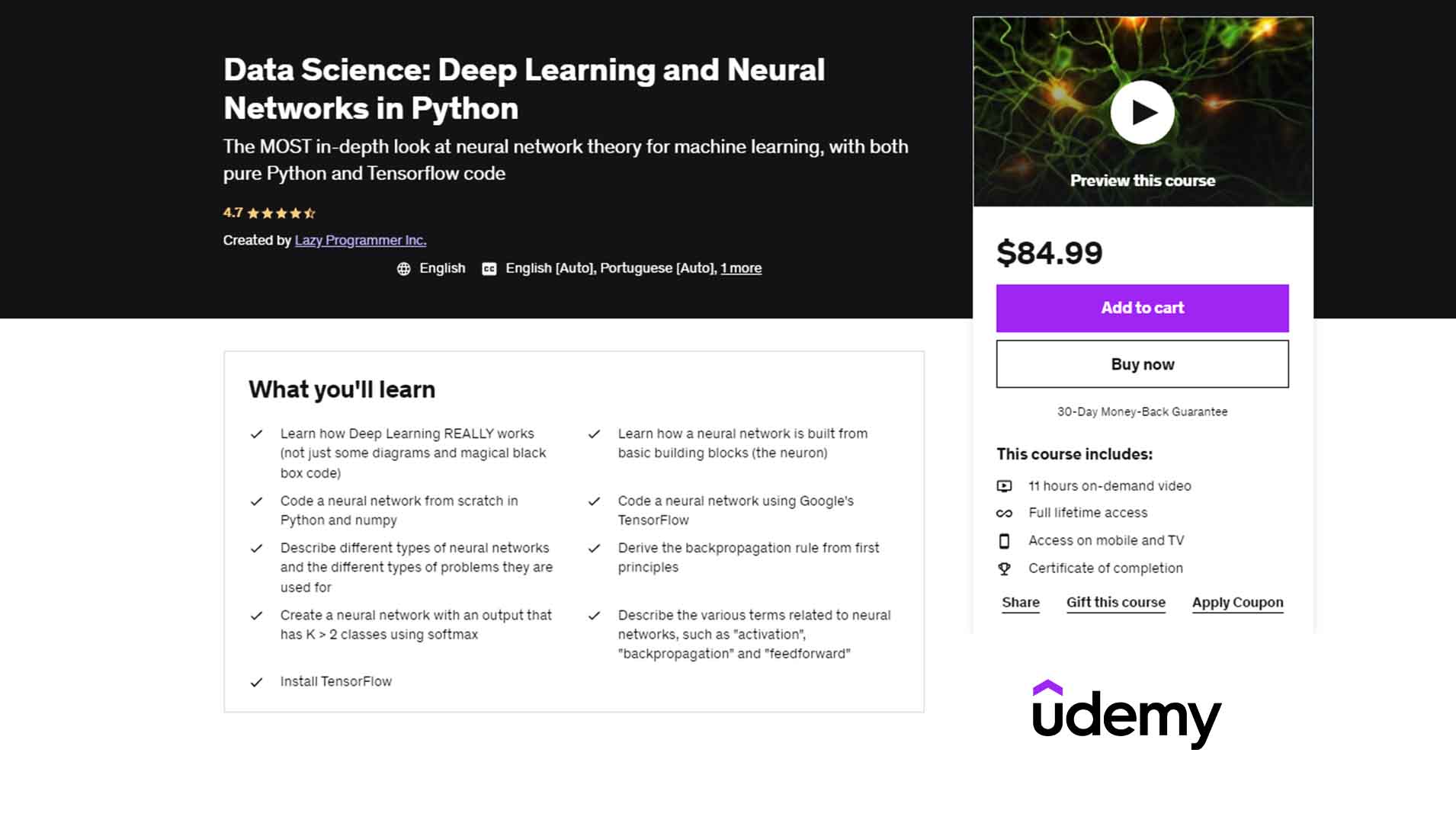Data Science: Deep Learning and Neural Networks in Python