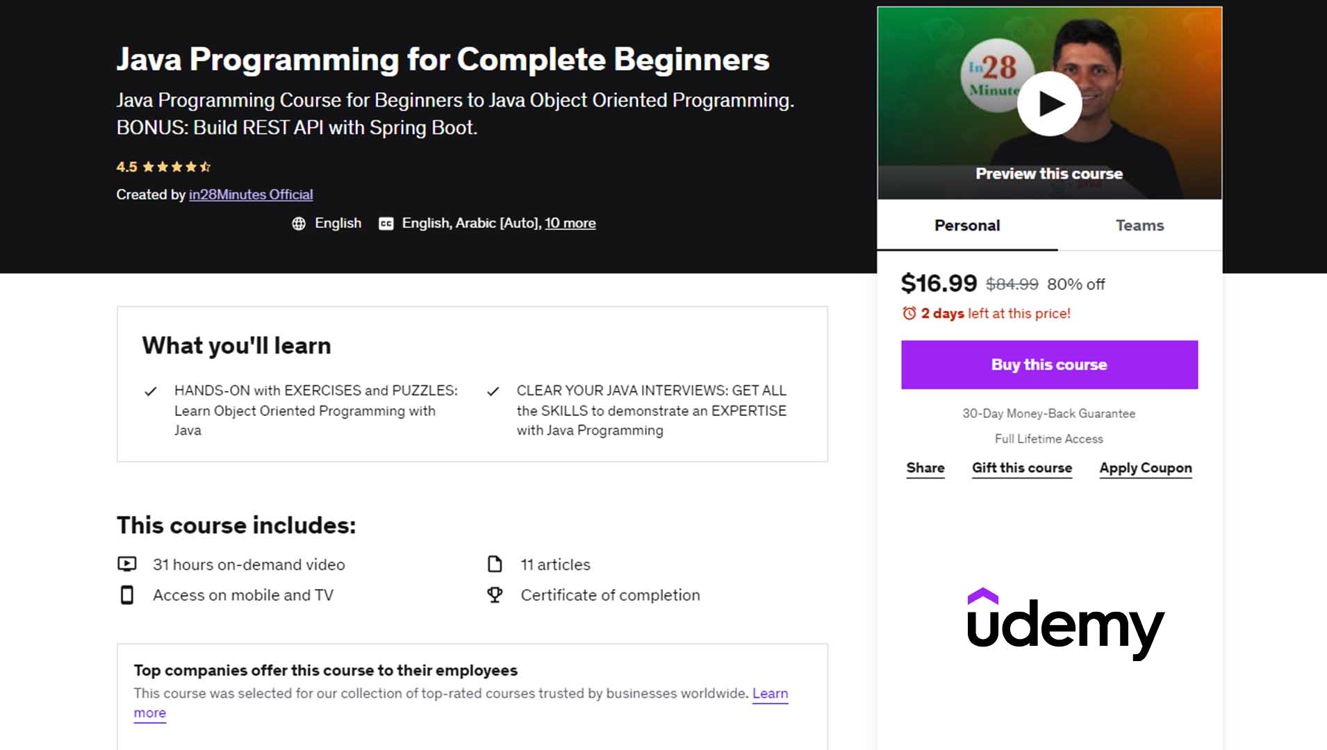 Java Programming for Complete Beginners