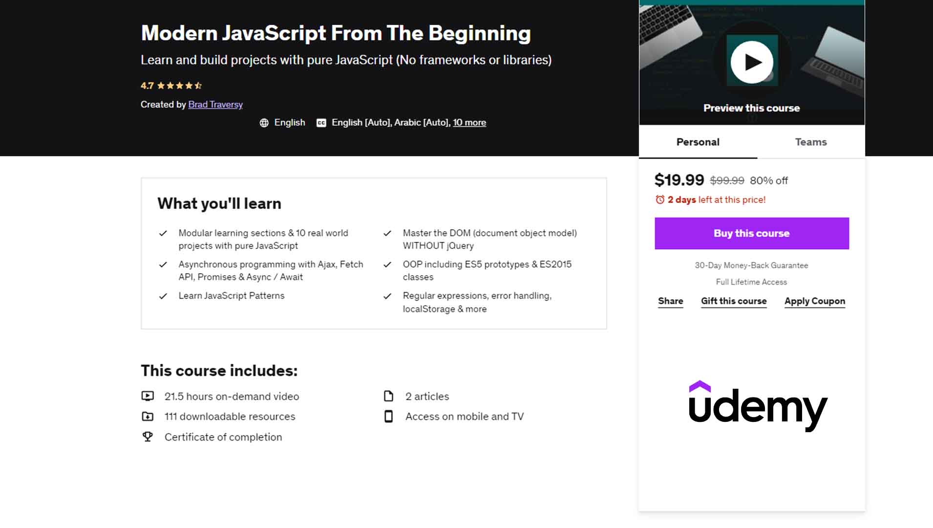 Modern JavaScript From The Beginning