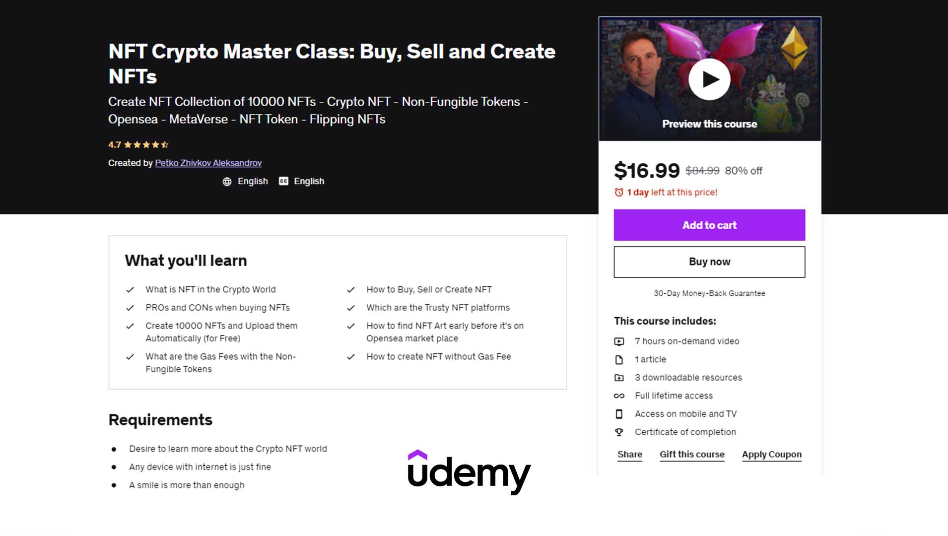 NFT Crypto Master Class: Buy, Sell, and Create NFTs