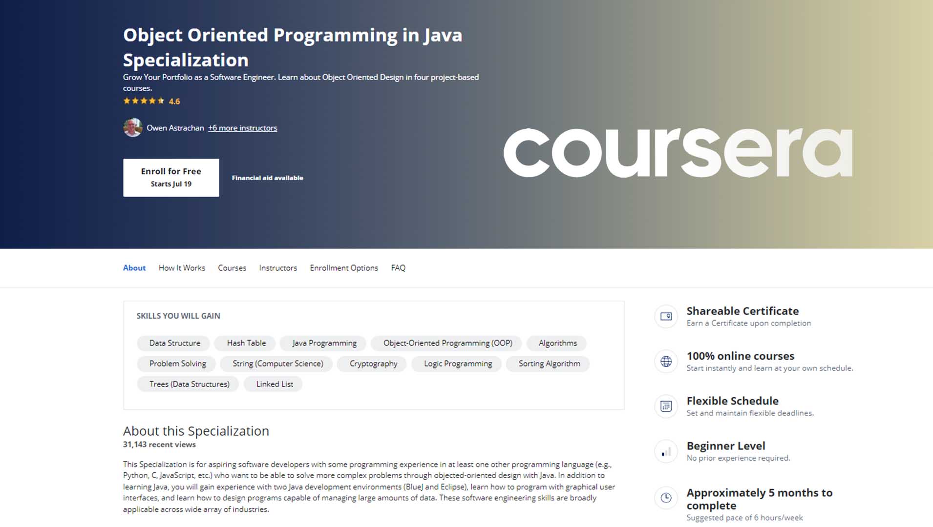 Object-Oriented Programming in Java Specialization