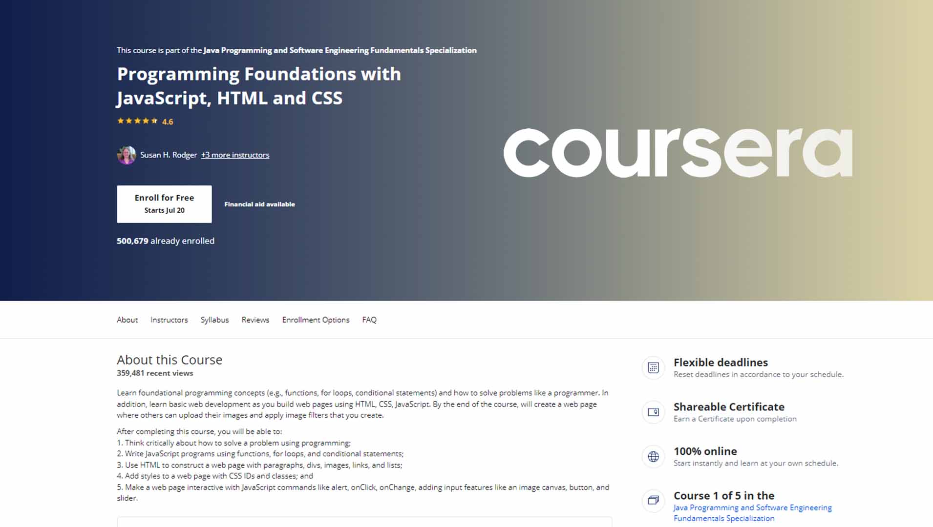 Programming Foundations with JavaScript, HTML, and CSS