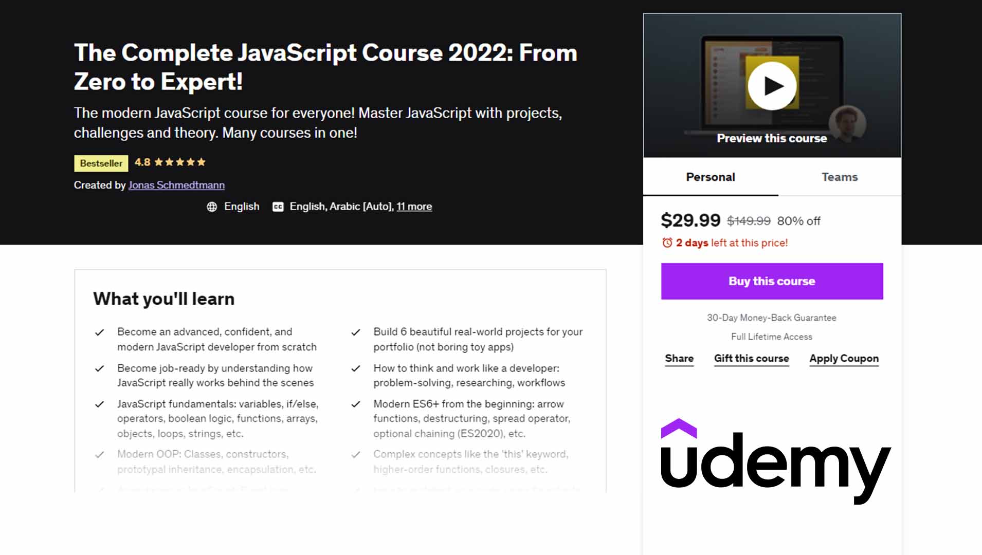 The Complete JavaScript Course: Build a Real-World Project