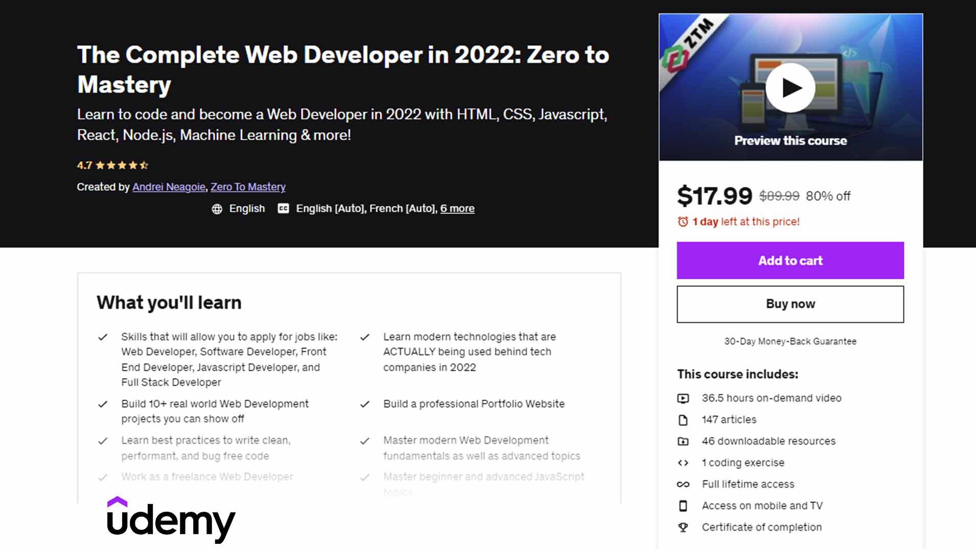 The Complete Web Developer in 2022: Zero to Mastery