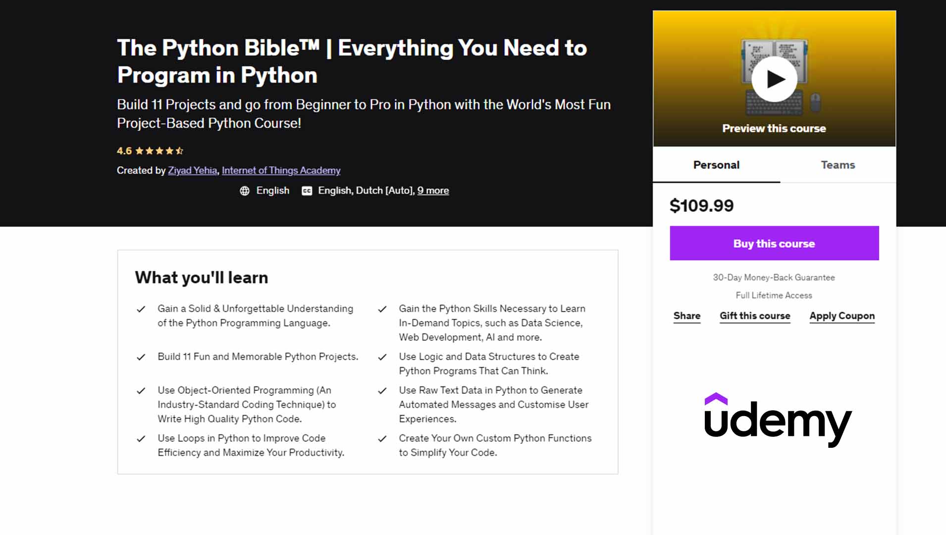 The Python Bible | Everything You Need to Program in Python
