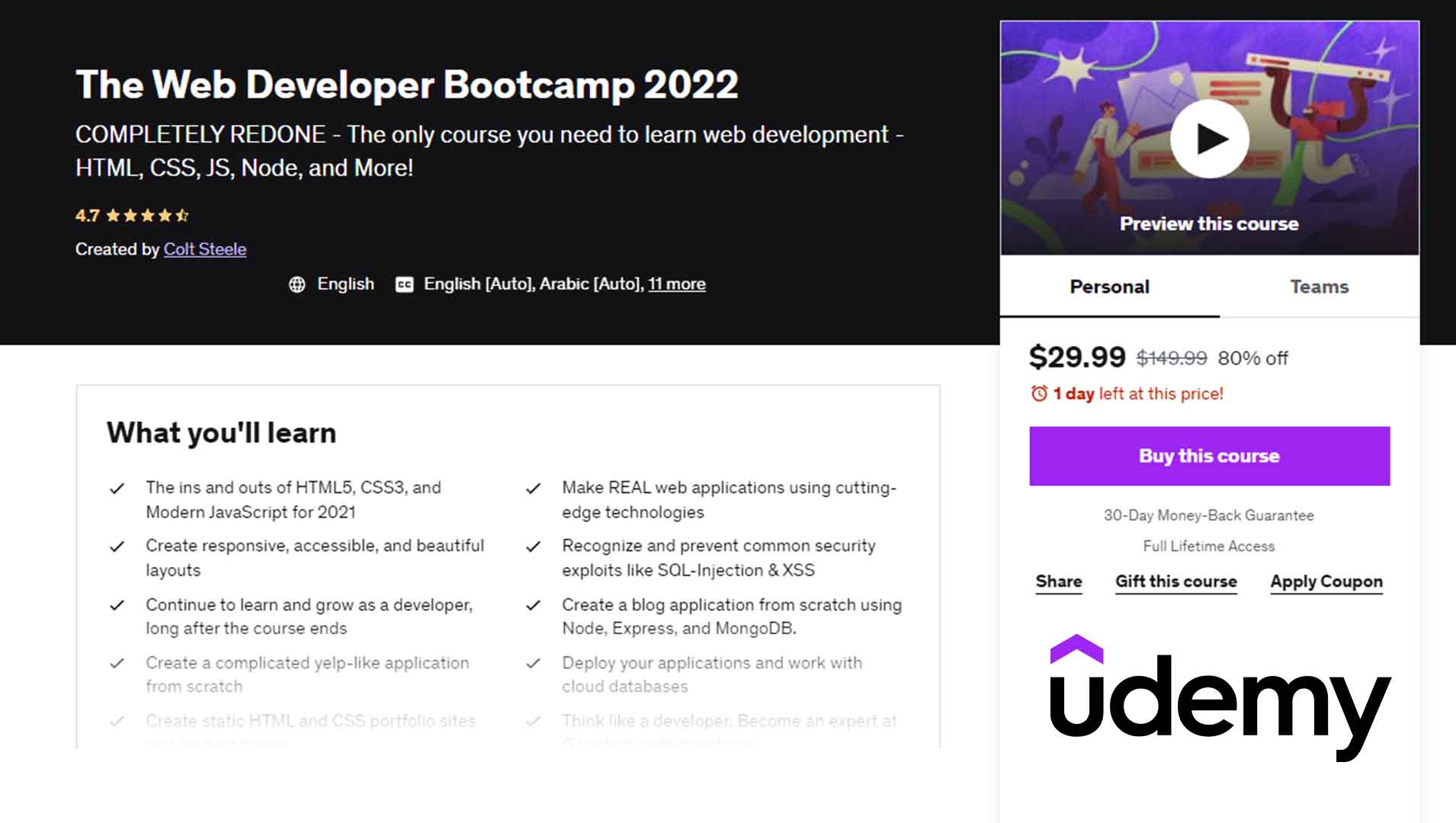 The Web Developer Bootcamp