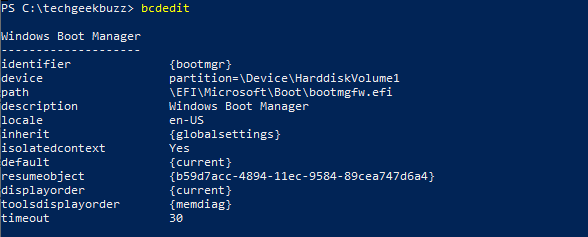 bcdedit command