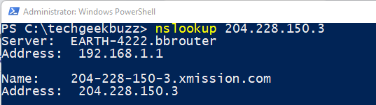 nslookup command