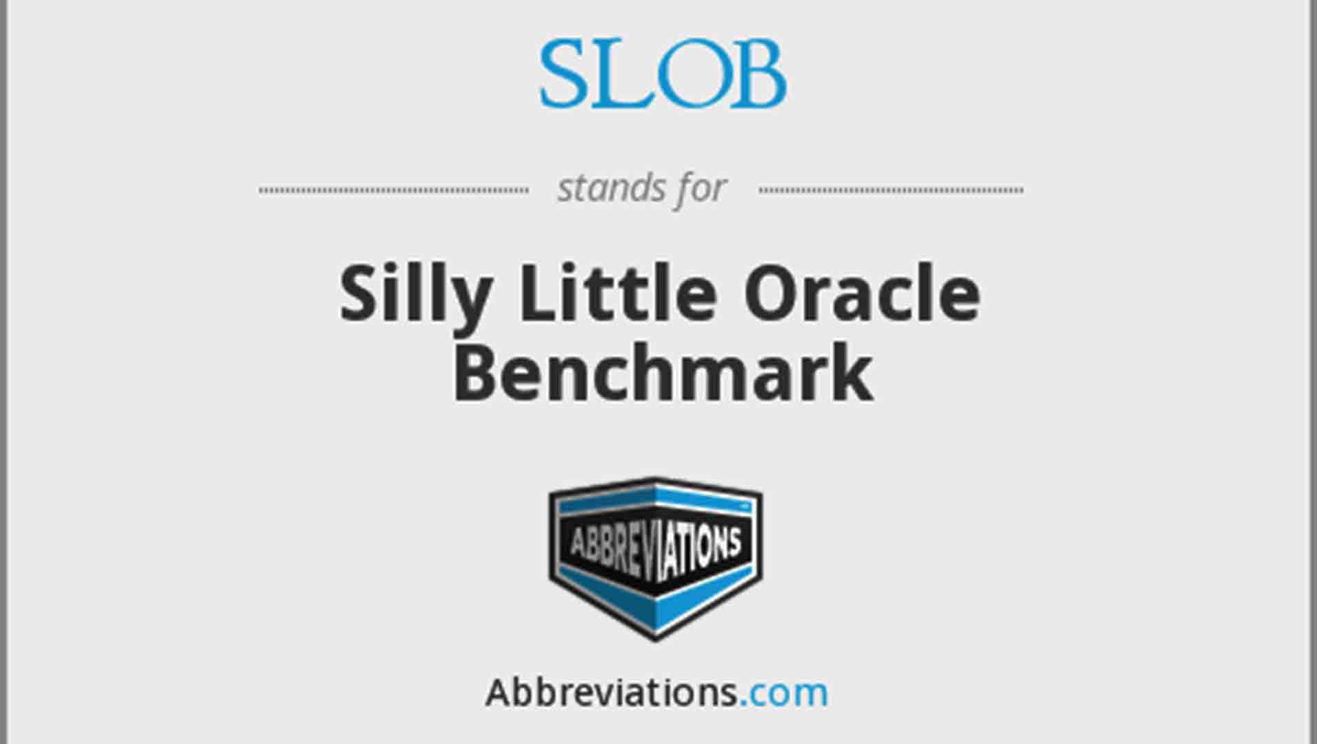 SLOB: Silly Little Oracle Benchmark