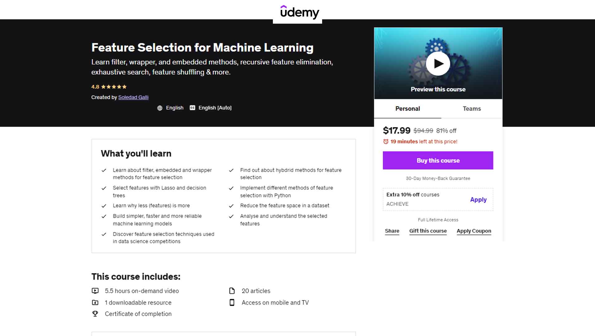 Feature Selection for Machine Learning