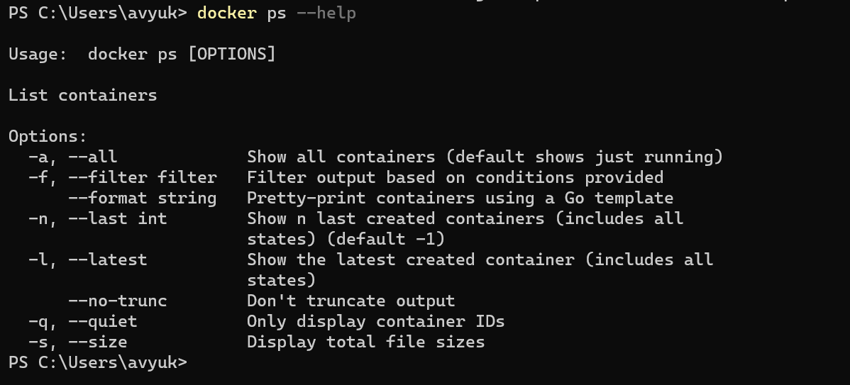 docker ps command