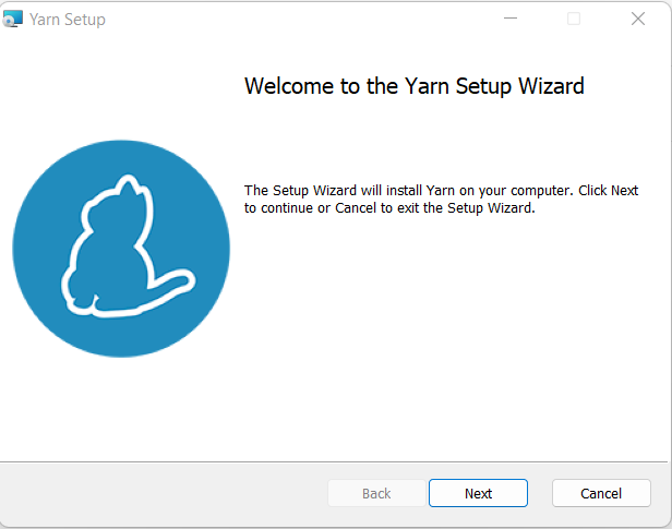 Welcome to yarn Setup Wizard