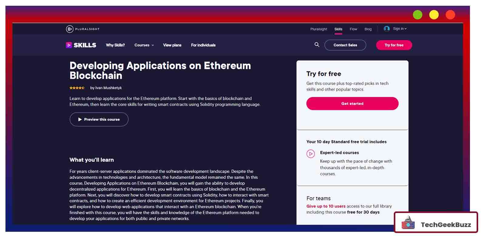 Developing Applications on Ethereum – Pluralsight