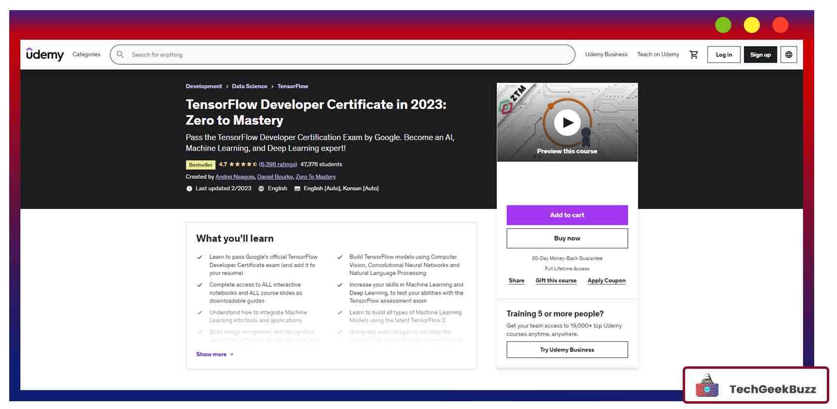 TensorFlow Developer Certificate in 2022: Zero to Mastery