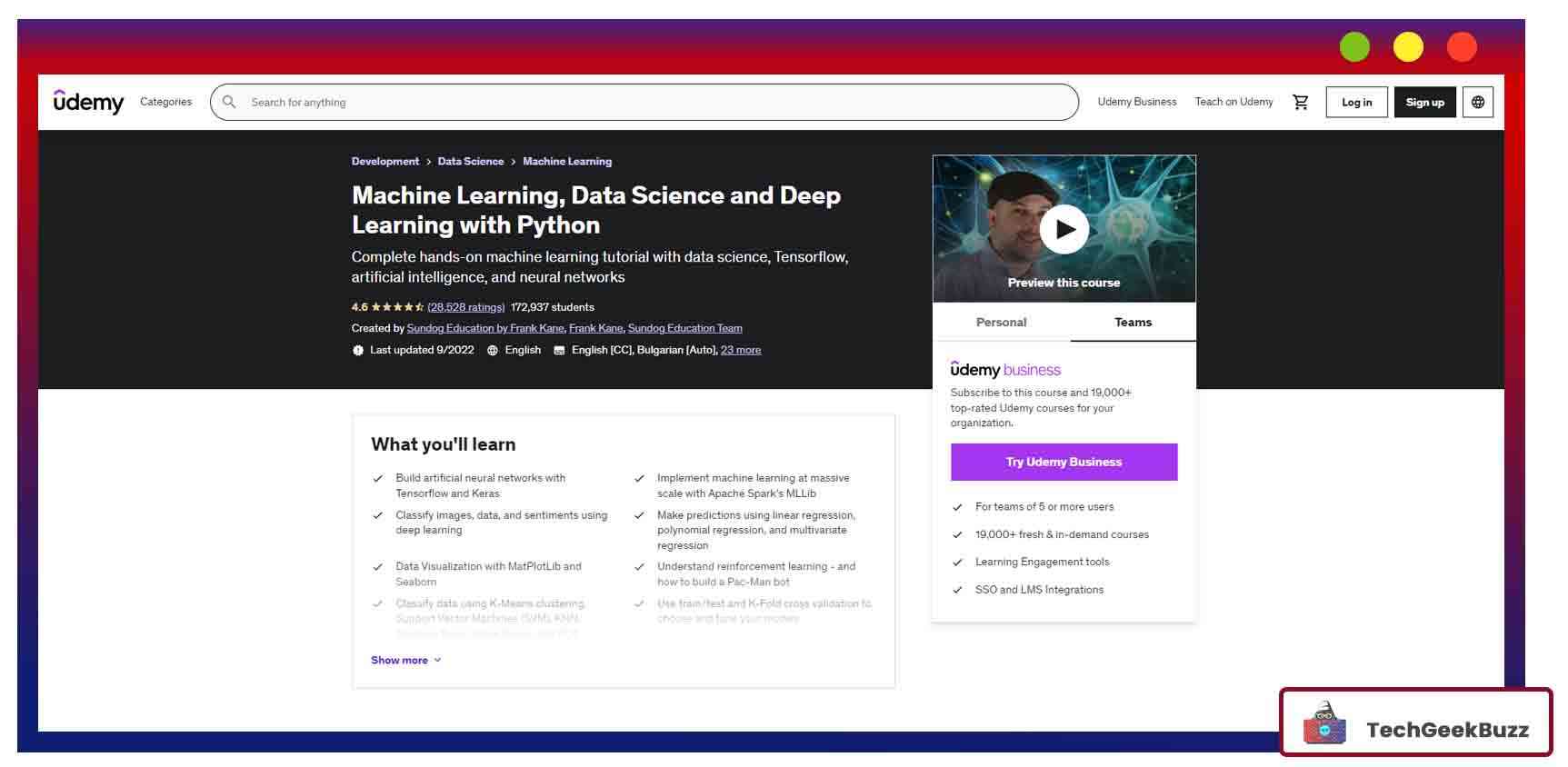 Machine Learning, Data Science and Deep Learning With Python