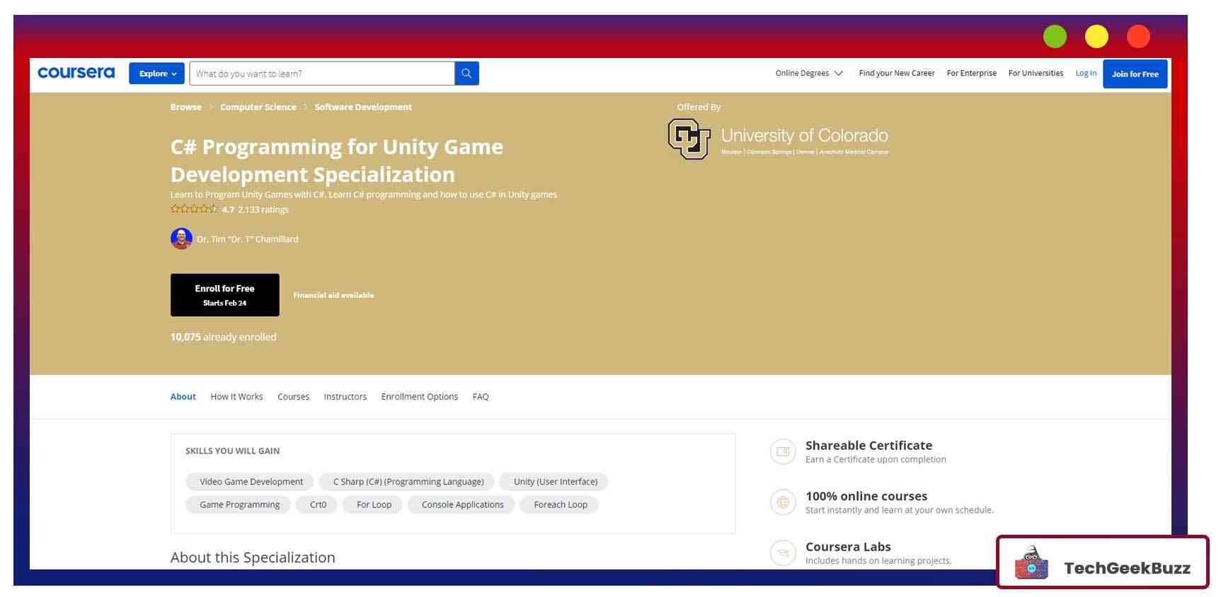 C# Programming for Unity Game Development Specialization