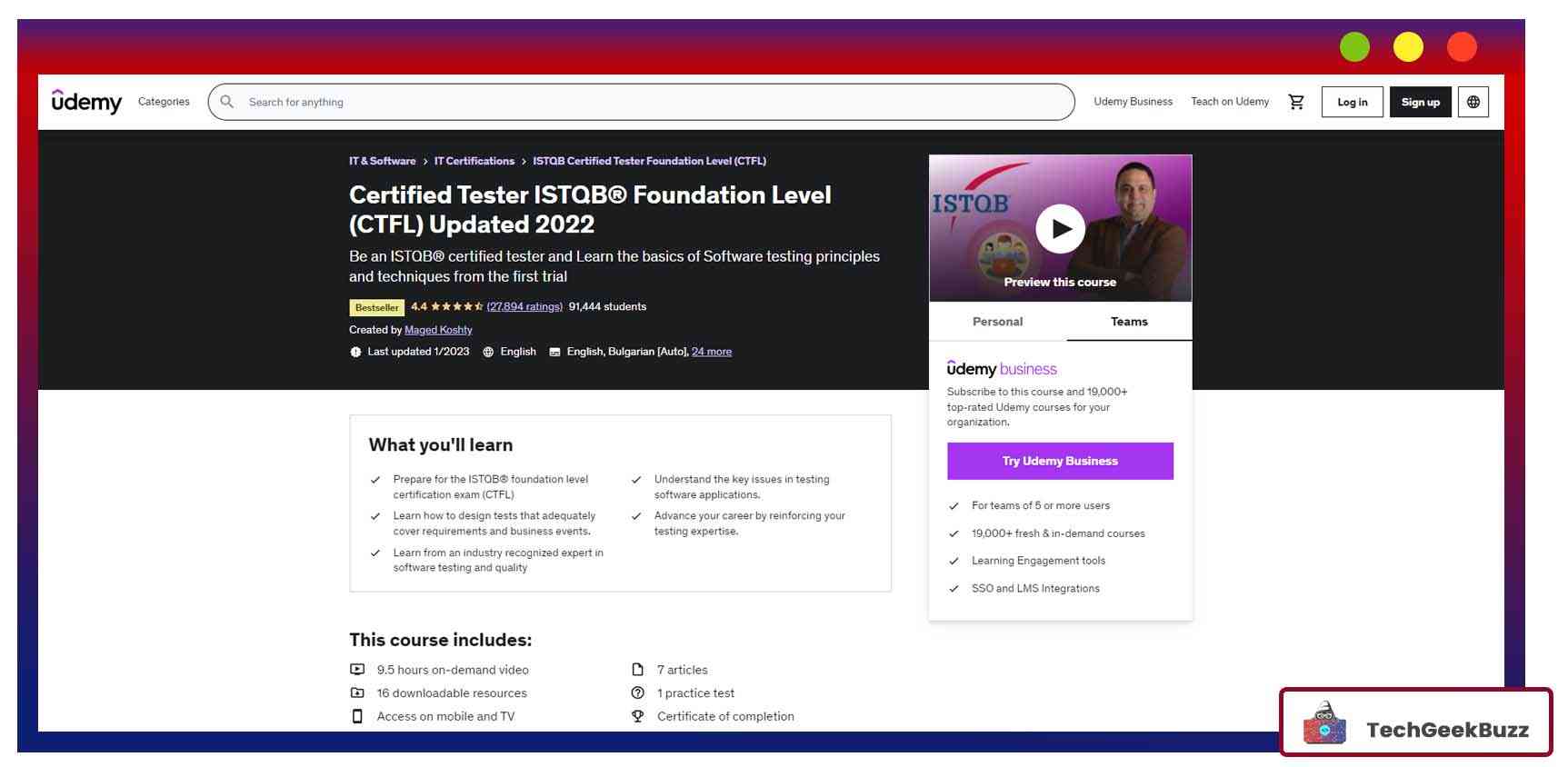 Certified Tester ISTQB Foundation Level (CTFL)