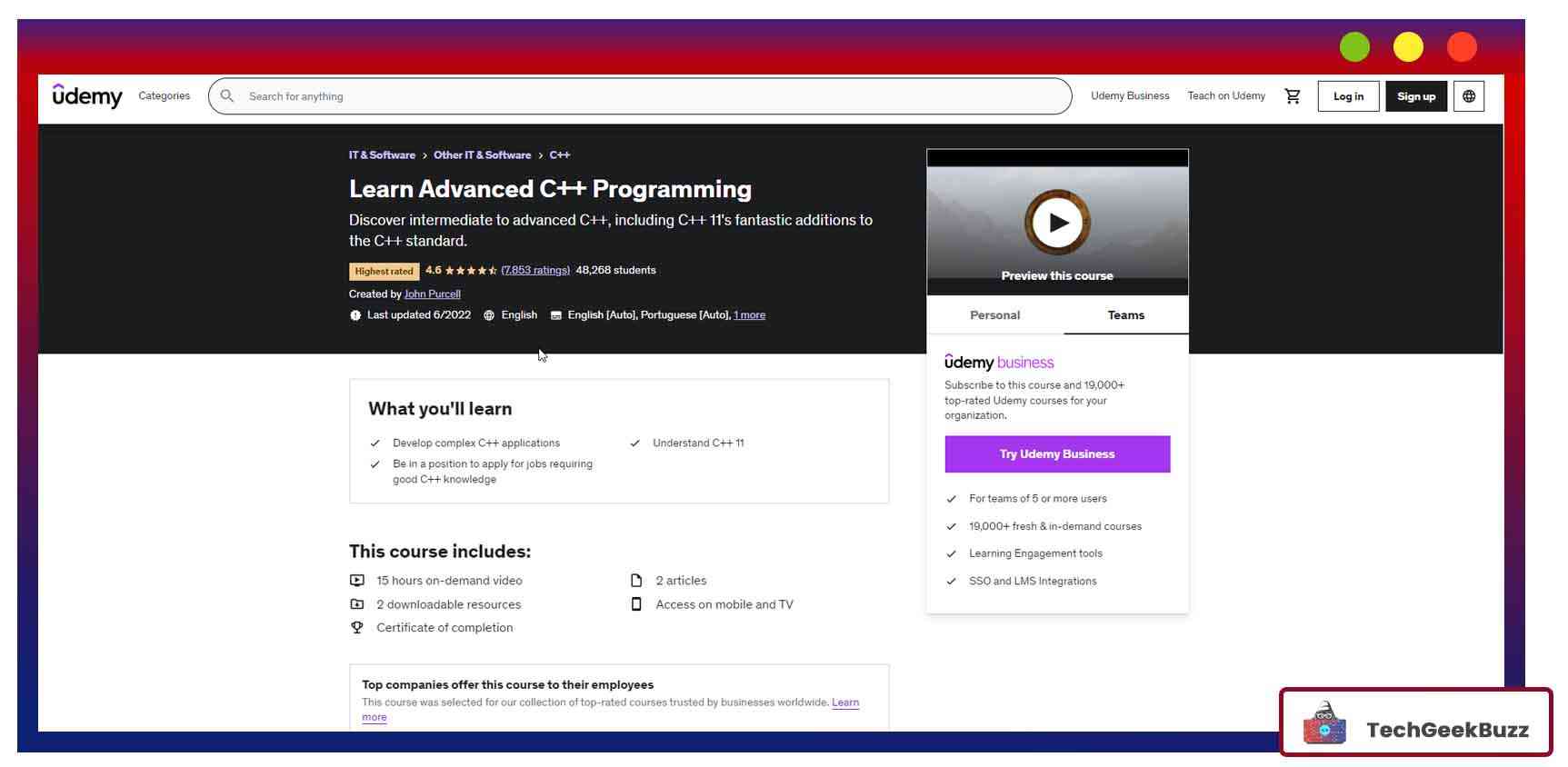 Learn Advanced C++ Programming