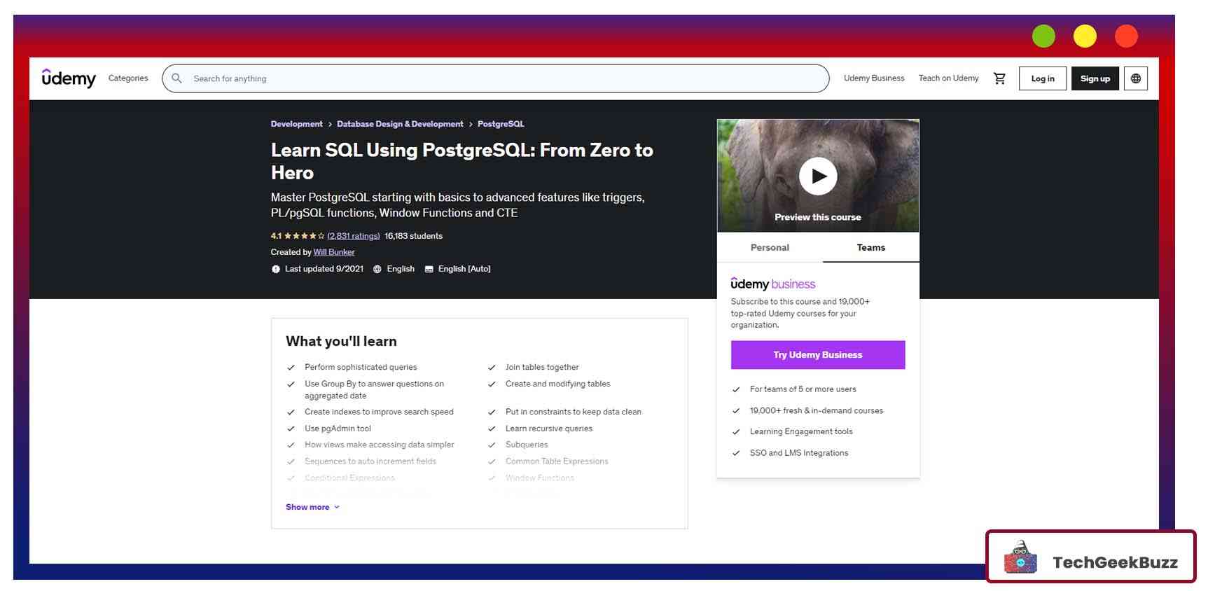Learn SQL Using PostgreSQL: From Zero to Hero