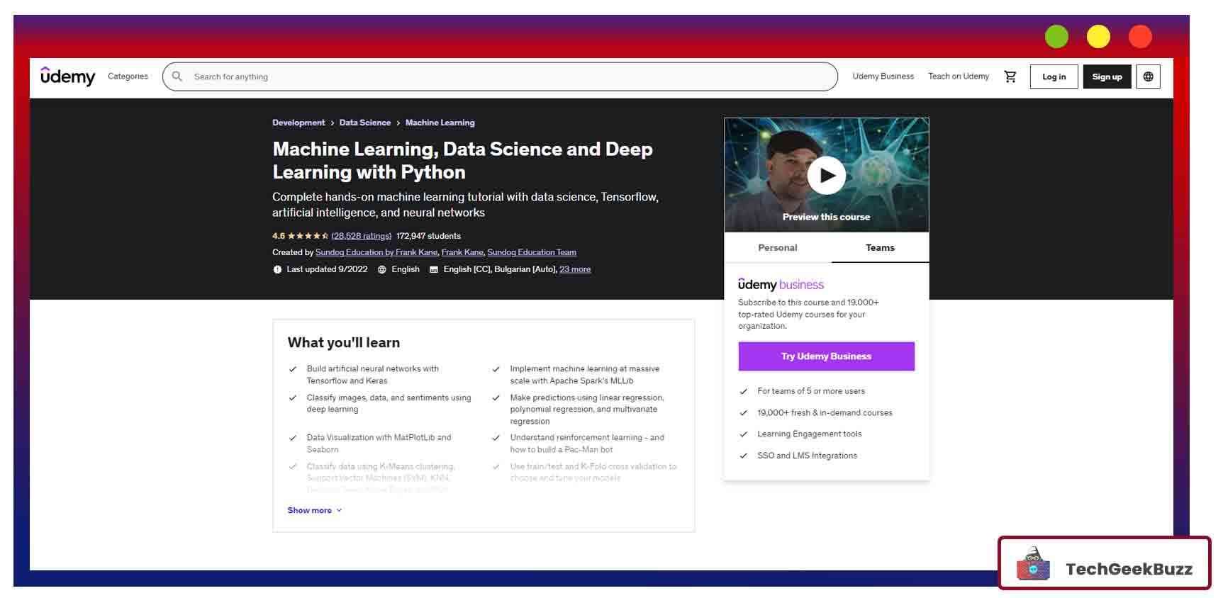 Machine Learning, Data Science and Deep Learning with Python