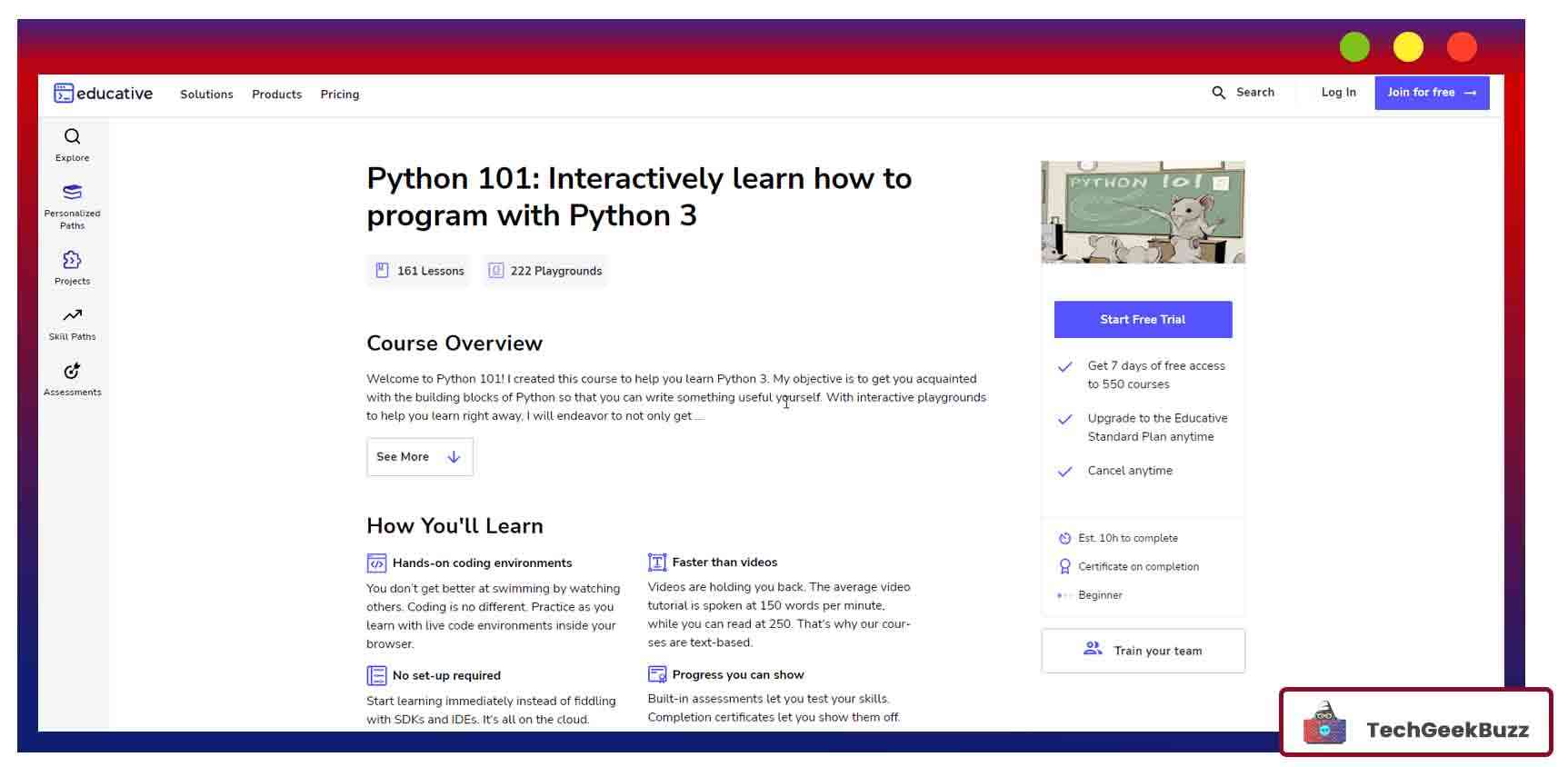 Python 101: Interactively learn how to program with Python 3