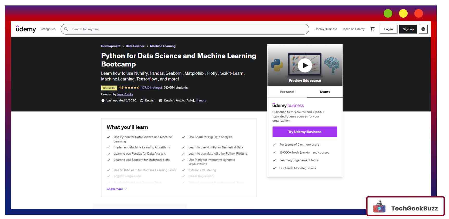 Python for Data Science and Machine Learning Bootcamp