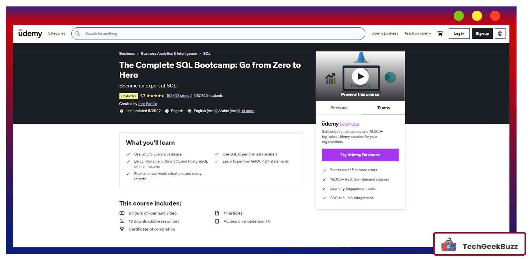The Complete SQL Bootcamp 2022: Go from Zero to Hero