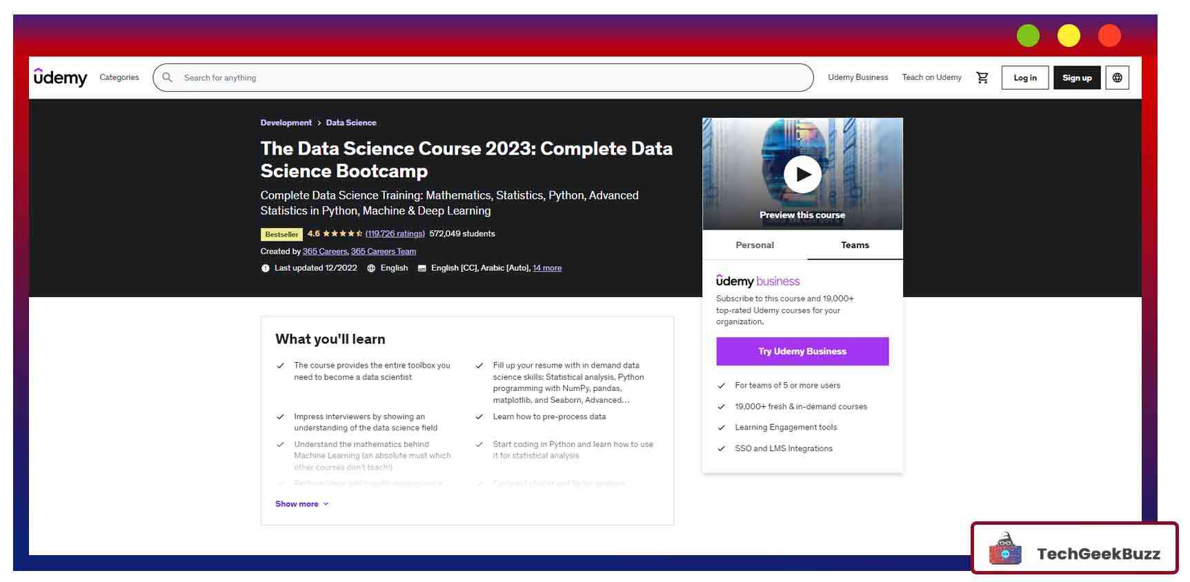 The Data Science Course 2020: Complete Data Science Bootcamp